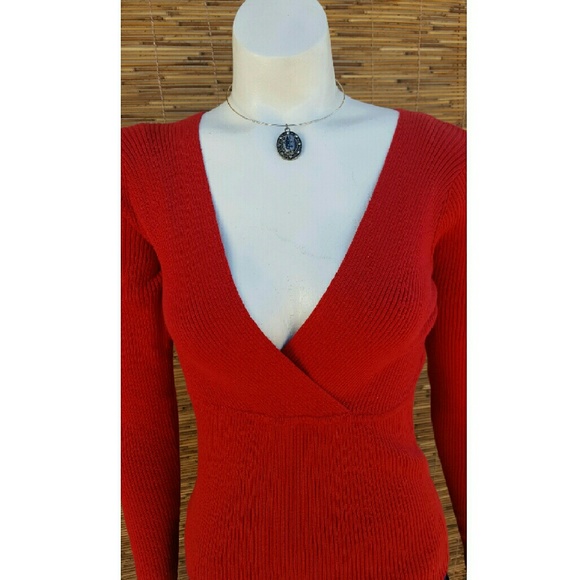 Cotton Red One Step Up Knit Long Sleave Sweater - Picture 5 of 7